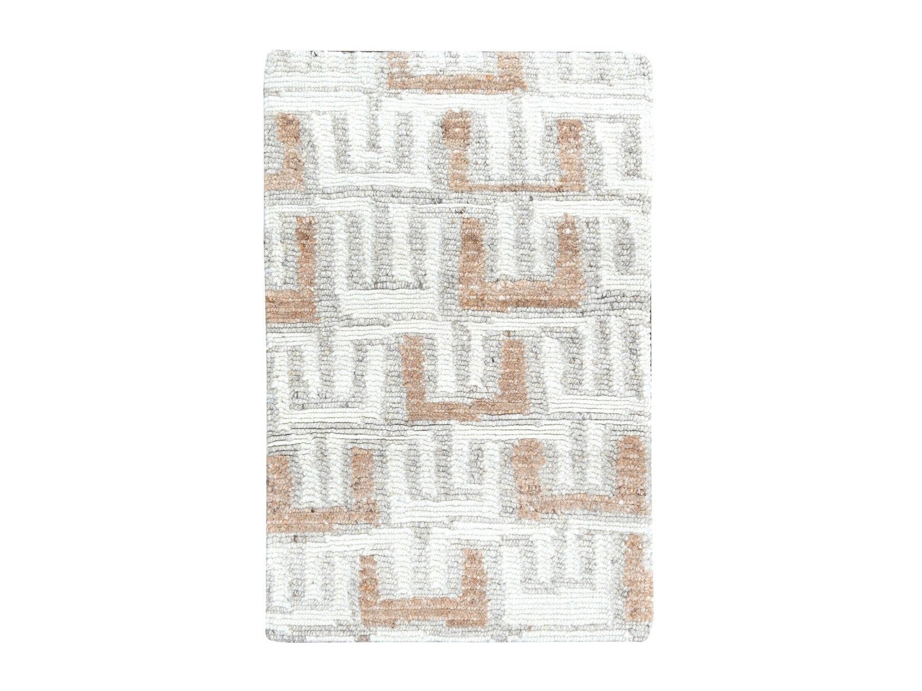 Modern / Contemporary hand-knotted wool rug in Ivory, 2'1" x 3' — SKU O010330