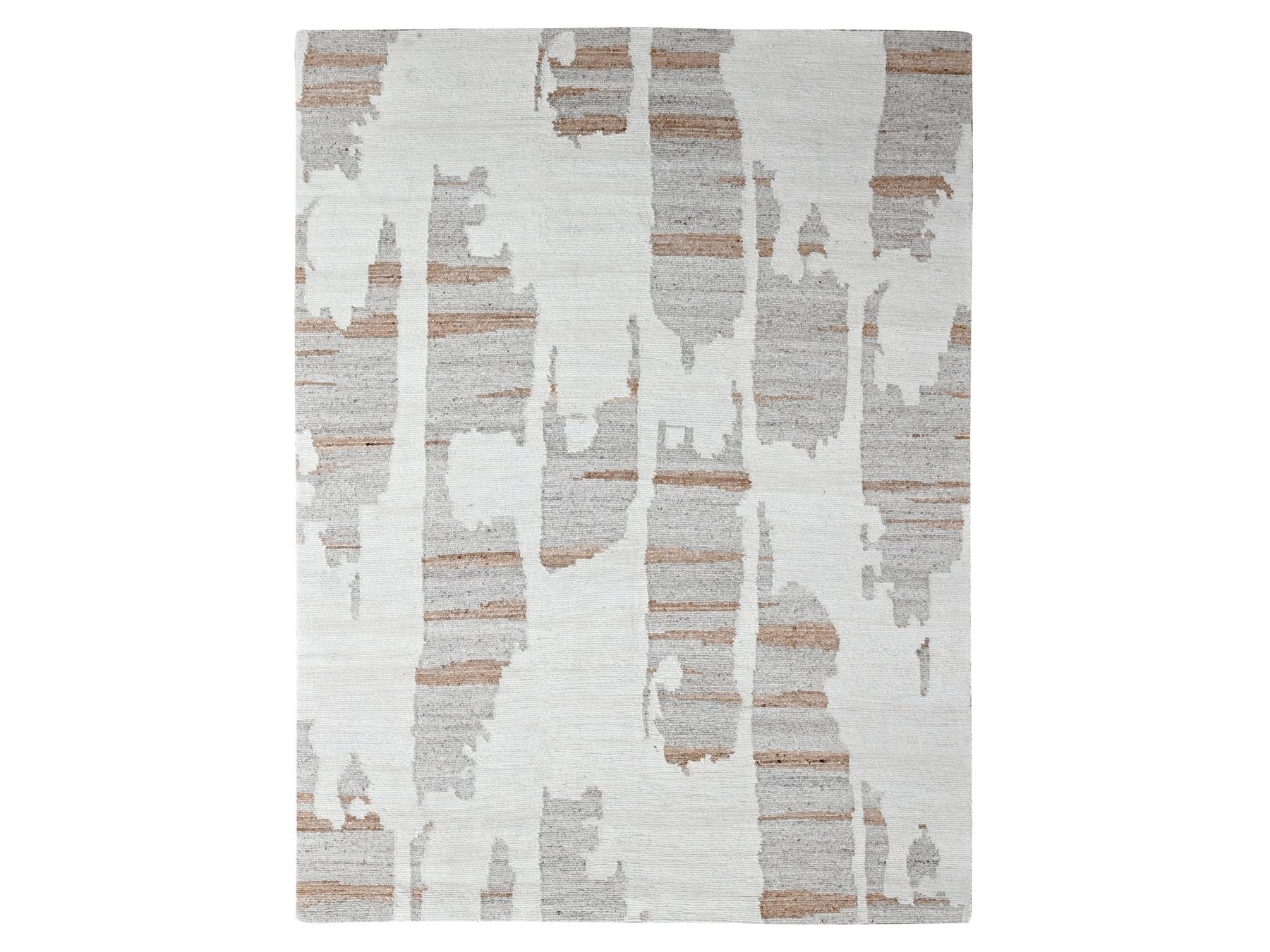 Modern / Contemporary hand-knotted wool rug in Ivory, 9'2" x 12' — SKU O010334