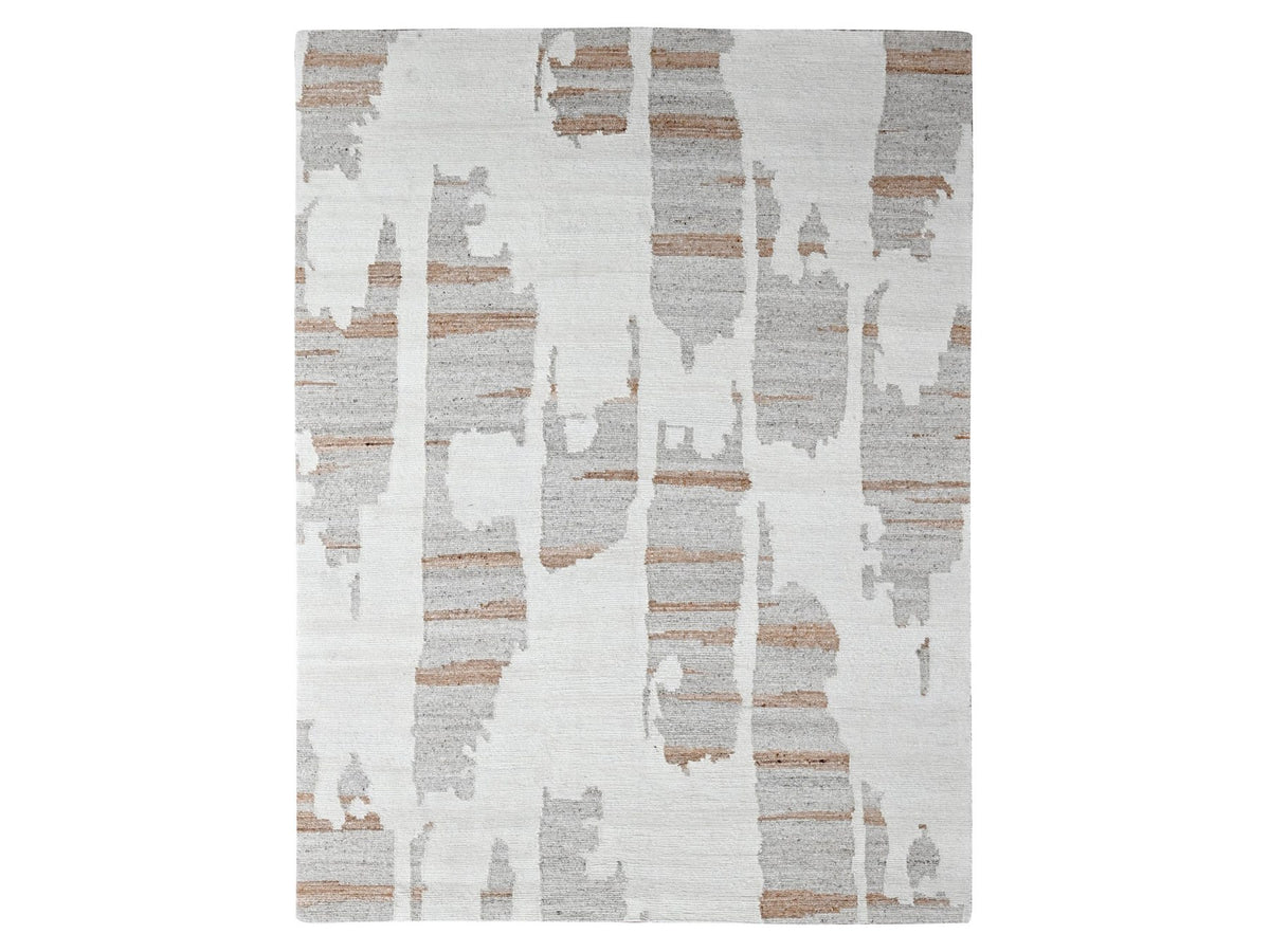 Modern / Contemporary hand-knotted wool rug in Ivory, 9'2" x 12' — SKU O010334