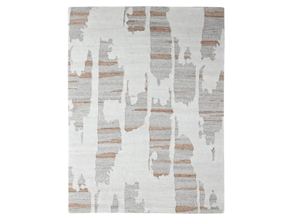 Modern / Contemporary hand-knotted wool rug in Ivory, 9'2" x 12' — SKU O010334