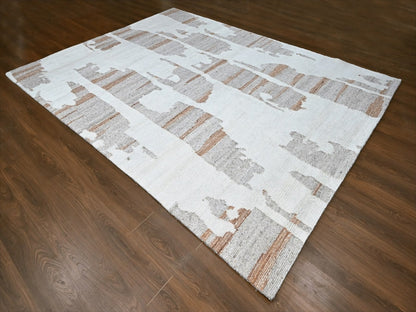 Modern / Contemporary hand-knotted wool rug in Ivory, 9'2" x 12' — SKU O010334 (view 3)