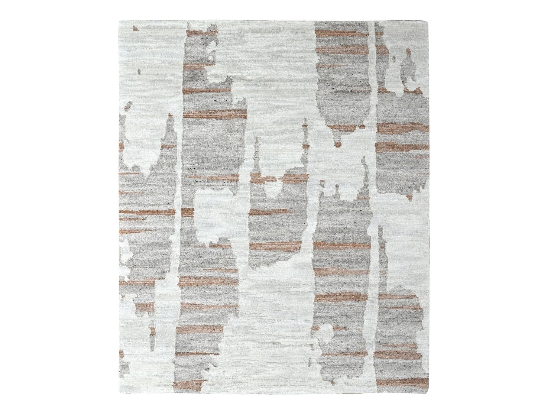 Modern / Contemporary hand-knotted wool rug in Ivory, 8'2" x 10' — SKU O010335