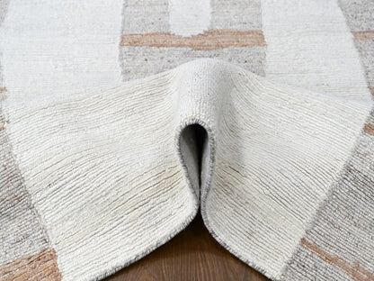 Modern / Contemporary hand-knotted wool rug in Ivory, 9'3" x 12' — SKU O010338 (view 5)