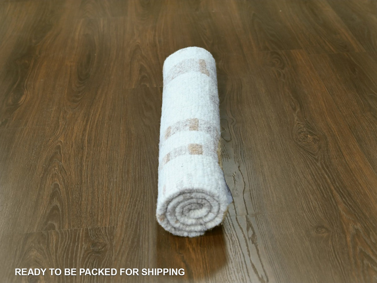 Modern / Contemporary hand-knotted wool rug in Ivory, 2'2" x 3' — SKU O010342 (view 5)