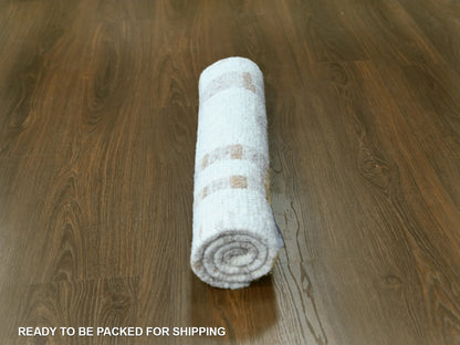 Modern / Contemporary hand-knotted wool rug in Ivory, 2'2" x 3' — SKU O010342 (view 5)