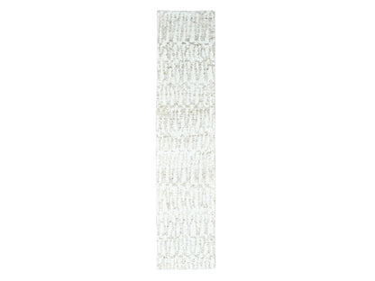 Modern / Contemporary hand-knotted wool runner in Ivory, 2'6" x 11'10" — SKU O010343
