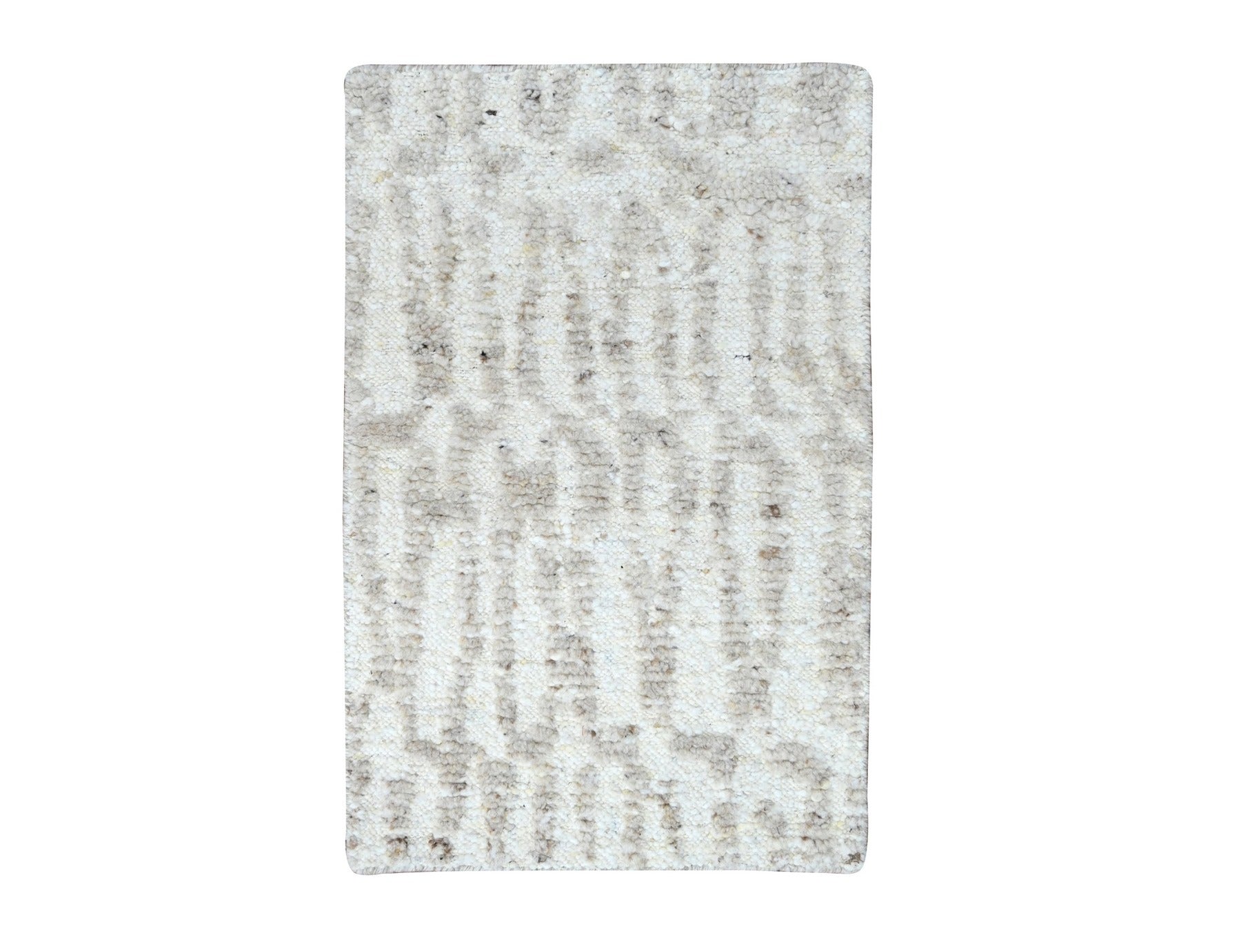 Modern / Contemporary hand-knotted wool rug in Ivory, 1'11" x 2'11" — SKU O010344