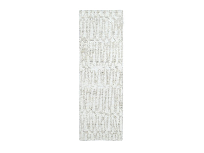 Ivory 2'6" x 7'9" Modern and Contemporary Hand knotted Wool Rug - Sku: O010345