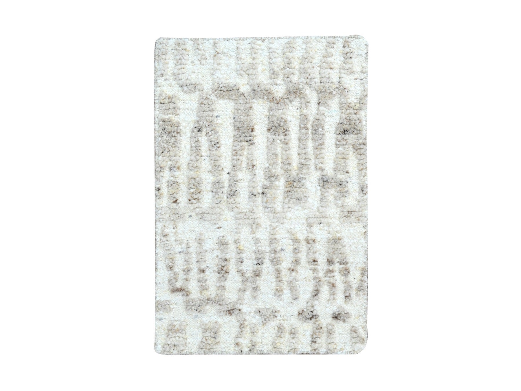 Modern / Contemporary hand-knotted wool rug in Ivory, 2' x 2'11" — SKU O010348