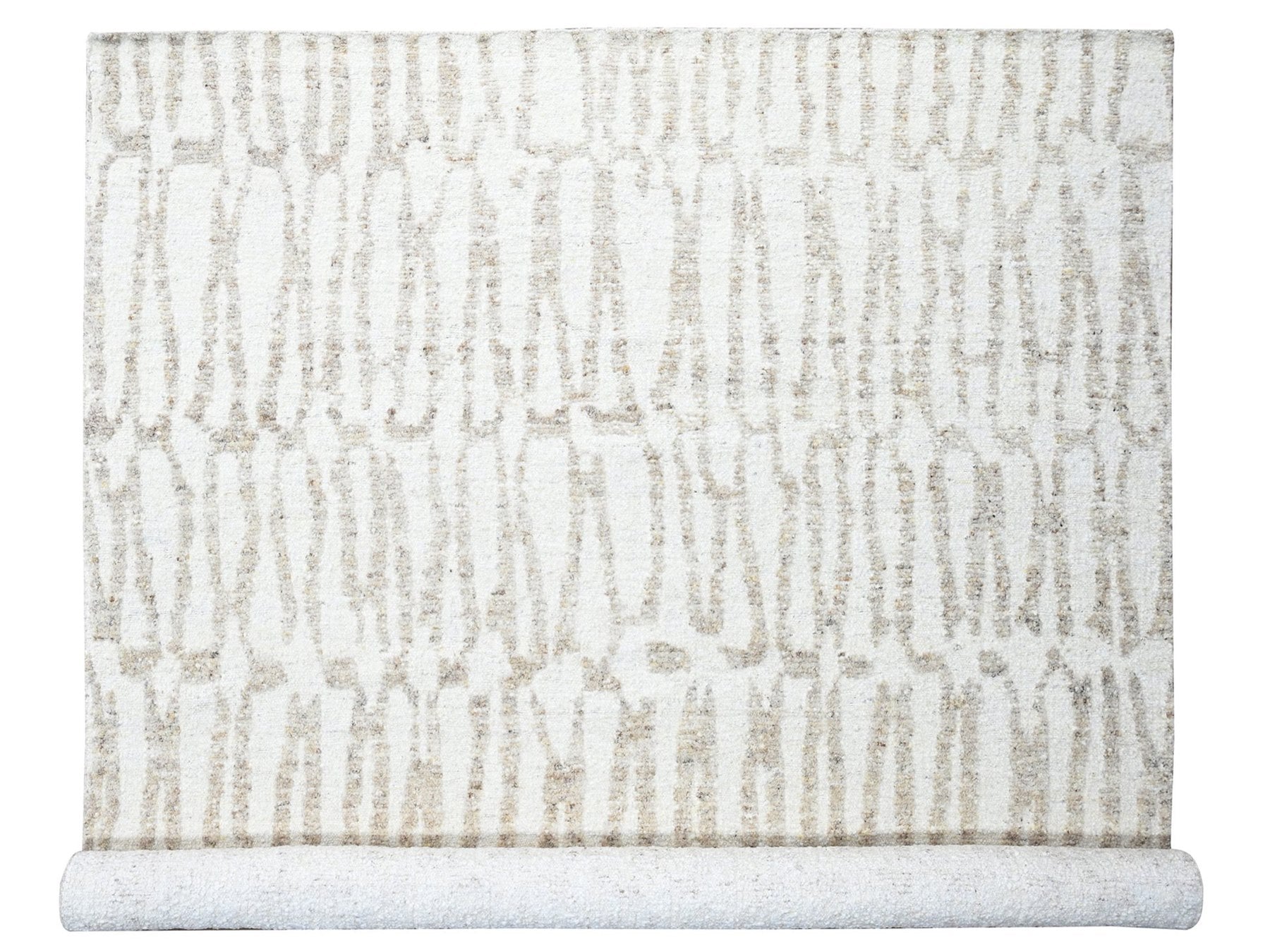 Ivory 12'2" x 14'11" Modern and Contemporary Hand knotted Wool Rug - Sku: O010351