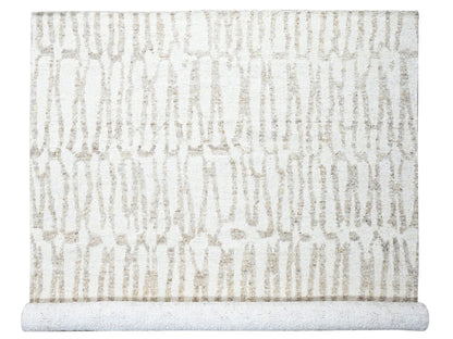 Ivory 12'2" x 14'11" Modern and Contemporary Hand knotted Wool Rug - Sku: O010351