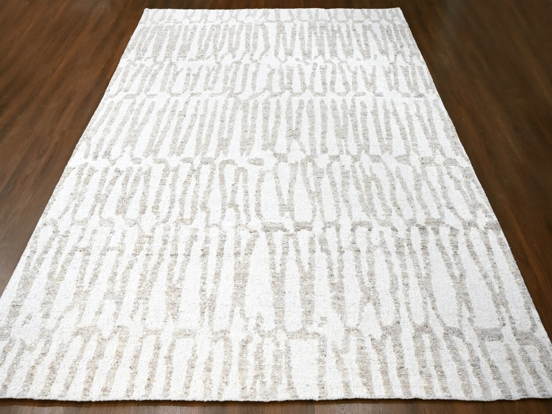 Ivory 12'2" x 14'11" Modern and Contemporary Hand knotted Wool Rug - Sku: O010351
