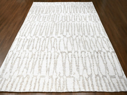 Ivory 12'2" x 14'11" Modern and Contemporary Hand knotted Wool Rug - Sku: O010351