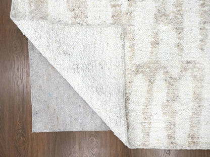 Ivory 12'2" x 14'11" Modern and Contemporary Hand knotted Wool Rug - Sku: O010351
