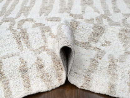 Ivory 12'2" x 14'11" Modern / Contemporary Hand knotted Wool Rug - Sku: O010351