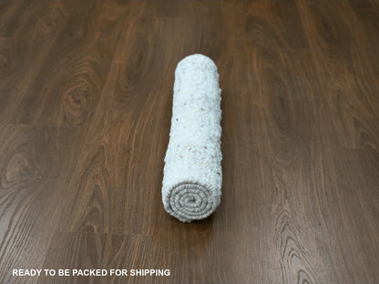 Modern / Contemporary hand-knotted wool rug in Ivory, 2' x 2'10" — SKU O010355 (view 5)