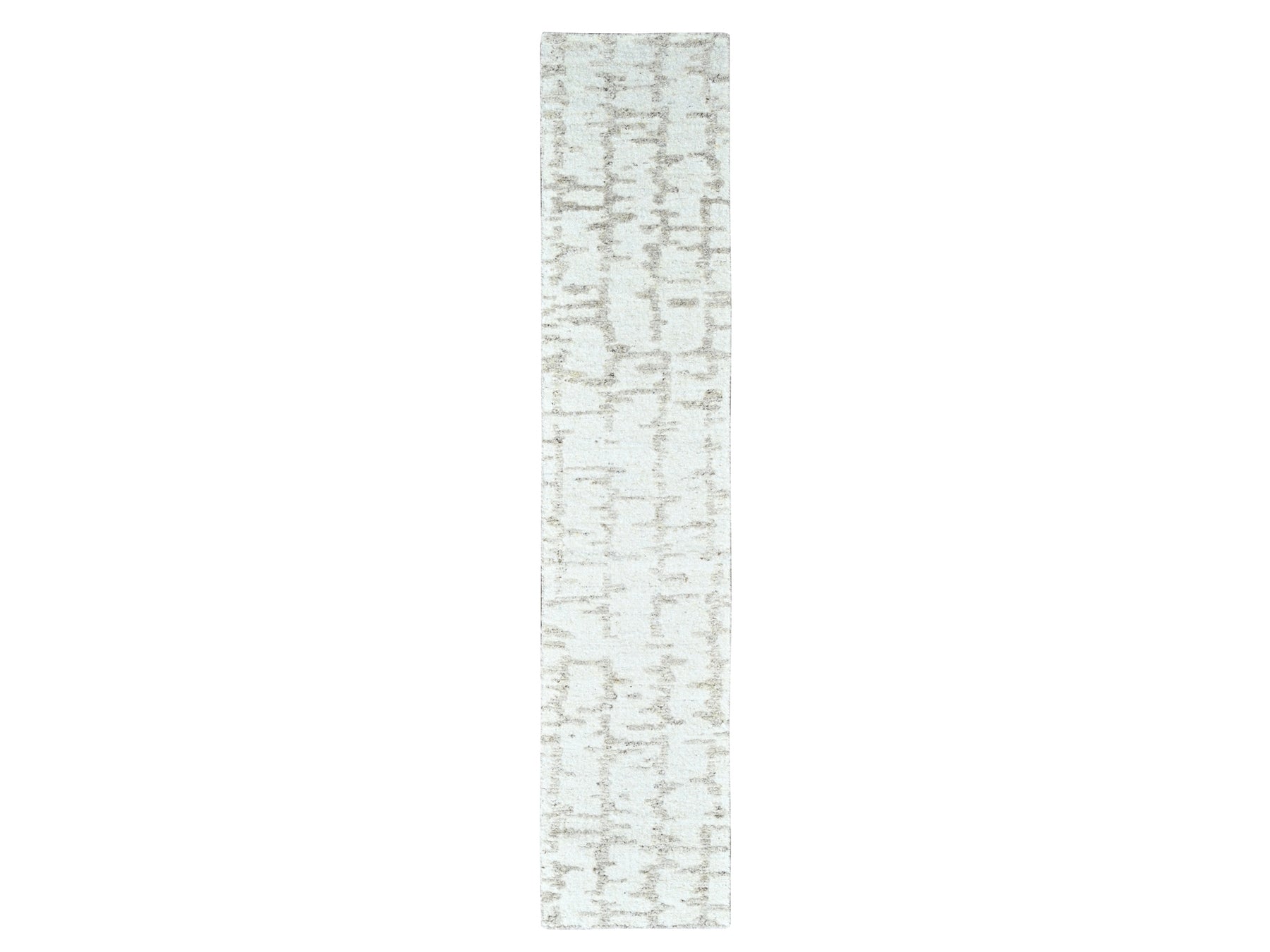 Modern / Contemporary hand-knotted wool runner in Ivory, 2'6" x 11'10" — SKU O010358