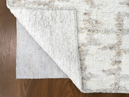 Ivory 2'6" x 11'10" Modern and Contemporary Hand knotted Wool Rug - Sku: O010358