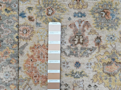 Beige 2'0" x 3'0" Oushak And Peshawar Hand knotted Wool Rug - Sku: O010363