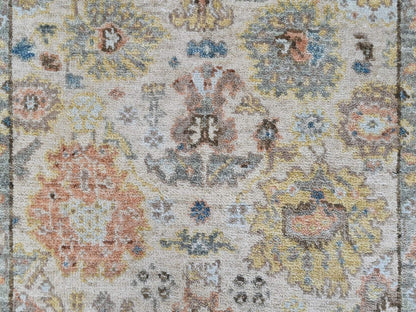 Beige 2'0" x 3'0" Oushak And Peshawar Hand knotted Wool Rug - Sku: O010363