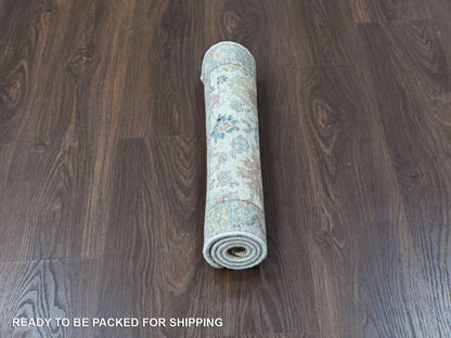 Beige 2'0" x 3'0" Oushak And Peshawar Hand knotted Wool Rug - Sku: O010363