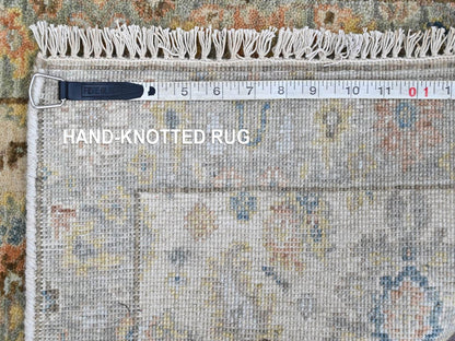 Beige 2'0" x 3'0" Oushak And Peshawar Hand knotted Wool Rug - Sku: O010363