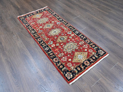 Heriz hand-knotted wool runner in Red & Midnight Blue, 2'7" x 5'11" — SKU O010364 (view 2)