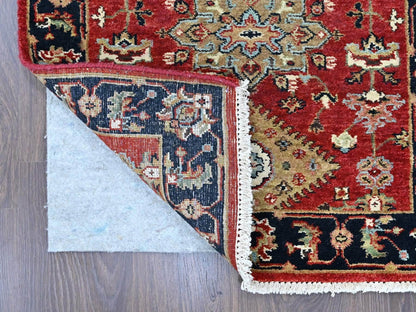 Heriz hand-knotted wool runner in Red & Midnight Blue, 2'7" x 5'11" — SKU O010364 (view 3)