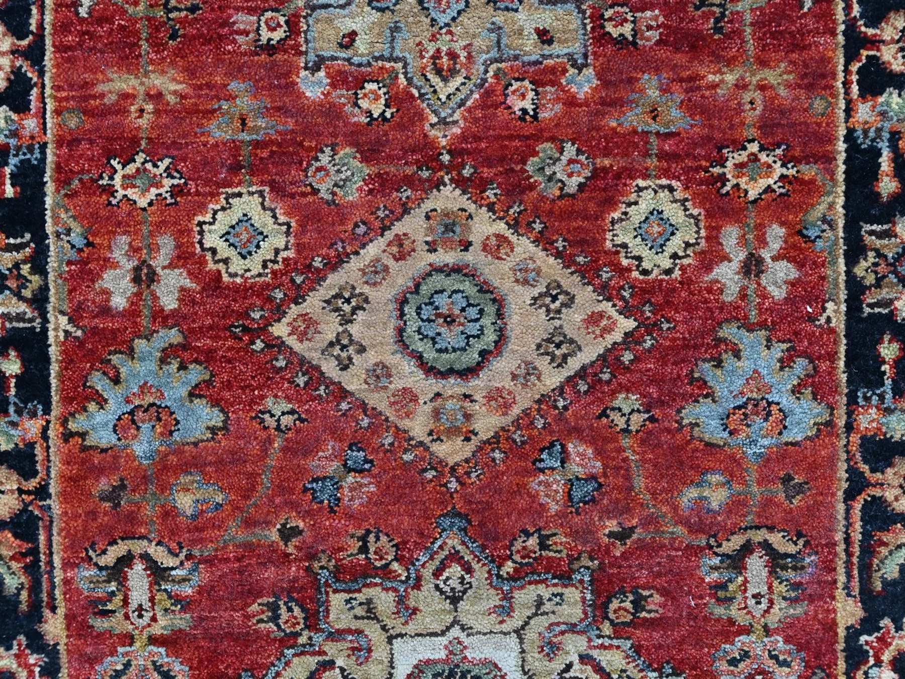 Heriz hand-knotted wool runner in Red & Midnight Blue, 2'7" x 5'11" — SKU O010364 (view 5)