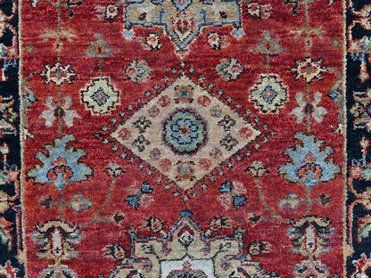 Heriz hand-knotted wool runner in Red & Midnight Blue, 2'7" x 5'11" — SKU O010364 (view 5)