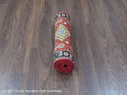 Heriz hand-knotted wool runner in Red & Midnight Blue, 2'7" x 5'11" — SKU O010364 (view 6)