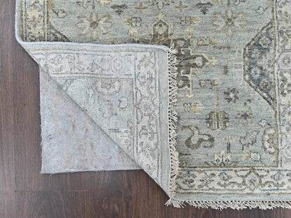 Tribal Heriz hand-knotted wool runner in Green & Ivory, 2'5" x 8'1" — SKU O010367 (view 3)