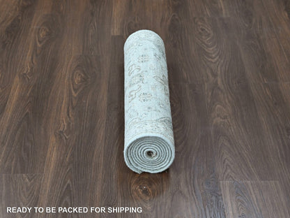 Green 2'5" x 8'1" Heriz Hand knotted Wool Rug - Sku: O010367