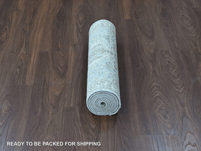 Green 2'6" x 10'0" Heriz Hand knotted Wool Rug - Sku: O010368