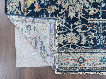 Blue 4'0" x 5'11" Heriz Hand knotted Wool Rug - Sku: O010371