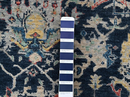 Blue 4'0" x 5'11" Heriz Hand knotted Wool Rug - Sku: O010371