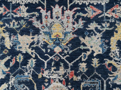 Blue 4'0" x 5'11" Heriz Hand knotted Wool Rug - Sku: O010371