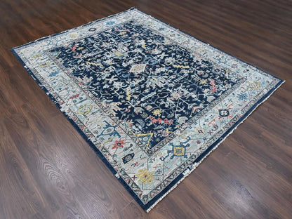 Blue 7'11" x 9'10" Heriz Hand knotted Wool Rug - Sku: O010373