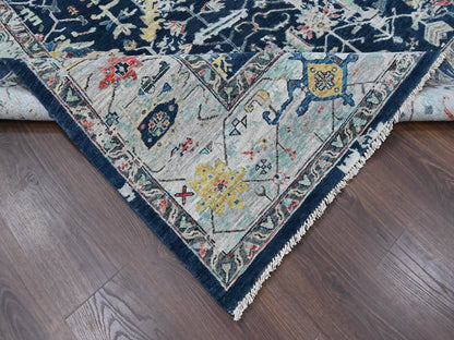 Blue 7'11" x 9'10" Heriz Hand knotted Wool Rug - Sku: O010373