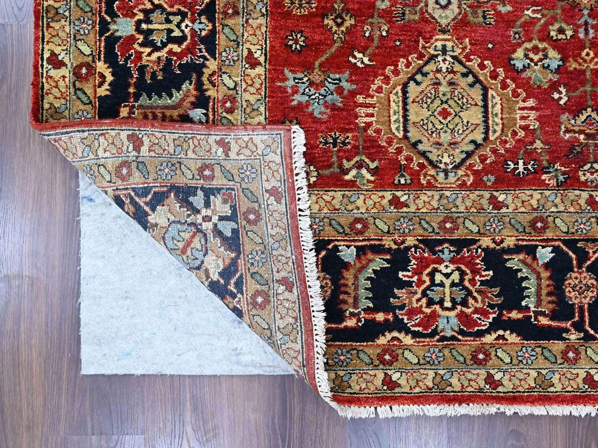 Heriz hand-knotted wool rug in Red & Midnight Blue, 9'2" x 12'1" — SKU O010377 (view 4)