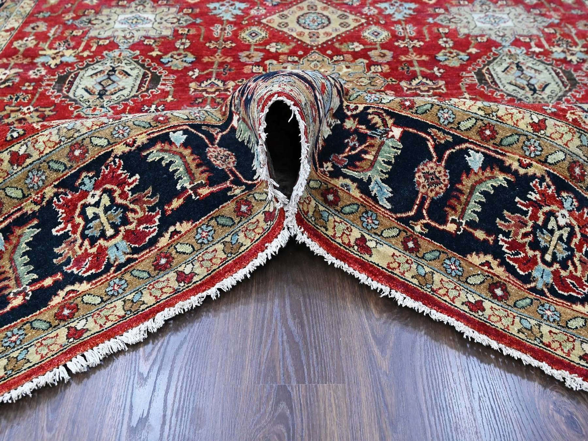 Heriz hand-knotted wool rug in Red & Midnight Blue, 9'2" x 12'1" — SKU O010377 (view 5)