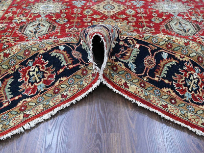 Heriz hand-knotted wool rug in Red & Midnight Blue, 9'2" x 12'1" — SKU O010377 (view 5)