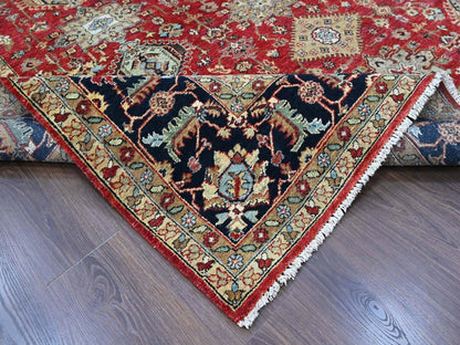 Heriz hand-knotted wool rug in Red & Midnight Blue, 9'2" x 12'1" — SKU O010377 (view 6)
