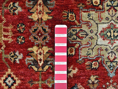 Heriz hand-knotted wool rug in Red & Midnight Blue, 9'2" x 12'1" — SKU O010377 (view 7)