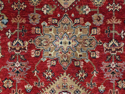 Heriz hand-knotted wool rug in Red & Midnight Blue, 9'2" x 12'1" — SKU O010377 (view 8)