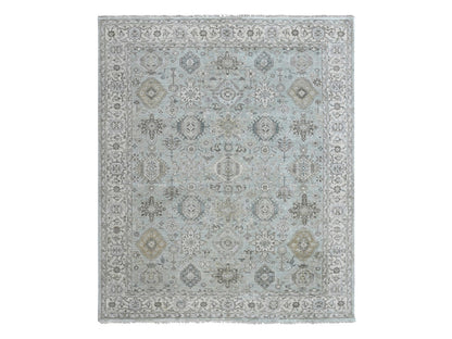 Green 8'0" x 9'9" Heriz Hand knotted Wool Rug - Sku: O010378