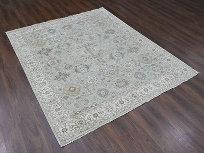 Green 8'0" x 9'9" Heriz Hand knotted Wool Rug - Sku: O010378