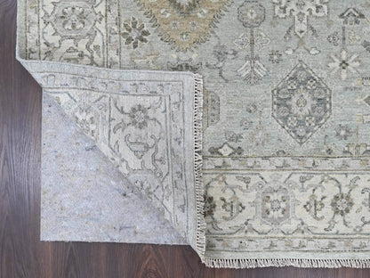 Green 8'0" x 9'9" Heriz Hand knotted Wool Rug - Sku: O010378