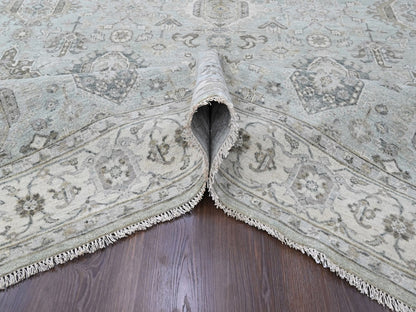 Green 8'0" x 9'9" Heriz Hand knotted Wool Rug - Sku: O010378