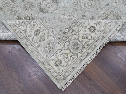 Green 8'0" x 9'9" Heriz Hand knotted Wool Rug - Sku: O010378